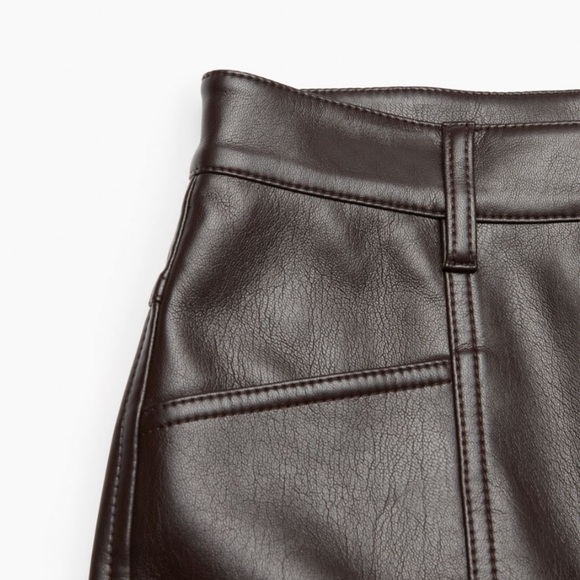 Wilfred Rebel Vegan Leather Pants - Rich Mocha Brown Sz. 2 - Picture 3 of 7